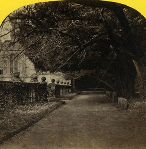 Derbyshire Haddon Hall Terrace promenade Old Petschler Stereoview Photo 1865