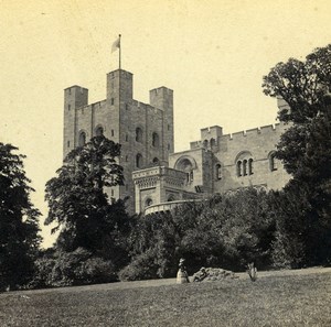 Wales Gwynedd Llandygai Penrhyn Castle East Front Old Stereoview Photo 1865