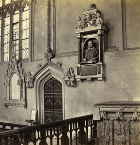 United Kingdom Stratford on Avon Shakespeare Monument Old Stereoview Photo 1865