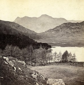 Lake District Blea Tarn Langdale Wordsworth Solitary Old Stereoview Photo 1865