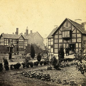 United Kingdom Stratford on Avon Shakespeare House Old Stereoview Photo 1865