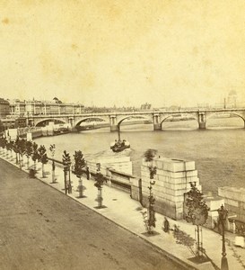 United Kingdom London Thames Hungerford Bridge Old Stereoview Photo 1865