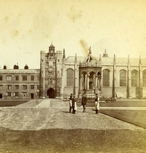United Kingdom Cambridge Trinity College Old Stereoview Photo 1865