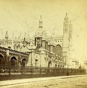 United Kingdom Cambridge King's College Old Stereoview Photo 1865