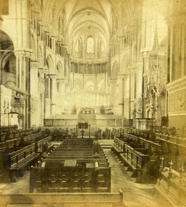 United Kingdom Canterbury Cathedral the Choir Old Stereoview Photo 1865