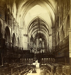 United Kingdom Lincoln? Cathedral Interior Old Stereoview Photo 1865