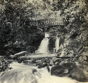 Devon Lynmouth Glen Lyn The Rustic Bridge Old Bedford Stereoview Photo 1865