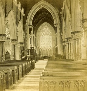 United Kingdom North Wales Bodelwyddan Church Old Stereoview Photo 1865