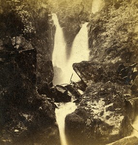 Cumbria Dalton in Furness Waterfall Old Hargreaves Stereoview Photo 1865
