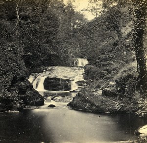 United Kingdom Devonshire Lynmouth Waterfalls Old Bedford? Stereoview Photo 1865