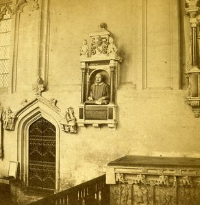 United Kingdom Stratford on Avon Shakespeare Monument Old Stereoview Photo 1865