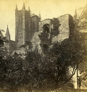 United Kingdom Lincoln Cathedral Old Stereoview Photo 1865
