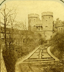 Berkshire Windsor Castle & Private Pleasure Grounds Old Stereoview Photo 1860