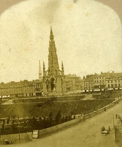 United Kingdom Scotland Edinburgh Scott Monument Old Stereoview Photo 1860