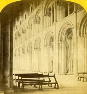 United Kingdom Peterborough Cathedral Nave Old Sedgfield Stereoview Photo 1865