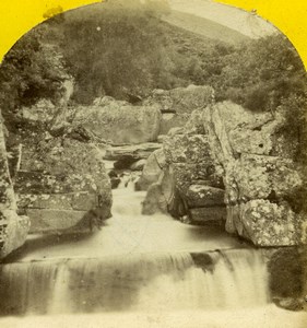 United Kingdom Scotland Bracklinn Falls Bridge Old Stereoview Photo 1865