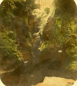 Scotland Finnich Glen near Loch Lomond Old John Cramb Stereoview Photo 1860