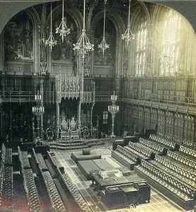 United Kingdom London House of Lords Old Stereoview 1900