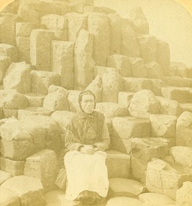 Ireland Giant's Causeway Wishing Chair Stereoview Photo Underwood Jarvis 1887