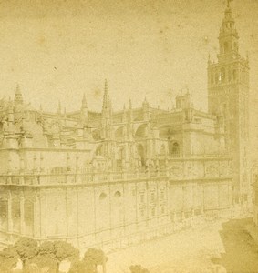 Spain Sevilla Seville Cathedral Old Stereoview Photo 1888