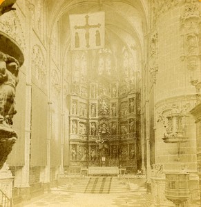 Spain Burgos Cathedral interior Nave & Altar Old Stereoview Photo 1888