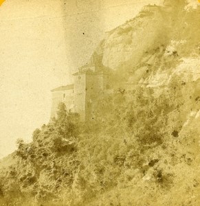 Spain Montserrat Santa Cueva Cova Old Stereoview Photo 1888