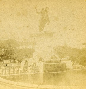 Spain Madrid Plaza de Oriente Philip IV Monument Old Stereoview Photo 1888