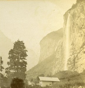 Switzerland Alps Lauterbrunnen Valley Old Stereoview Photo 1875