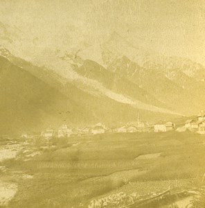 France Alps Chamonix Valley Mont Blanc Old Stereoview Photo 1875