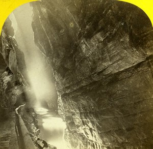 Switzerland Alps Ragaz Tamina Gorges Pfäfers Old Stereoview Photo Fetzer 1875