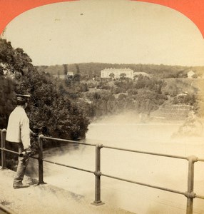 Switzerland Schaffhouse Rhine Waterfall Old Stereoview Photo Lamy 1875