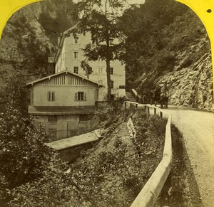 Switzerland Alps ‎St. Gallen Bad Pfäfers Old Stereoview Photo 1875