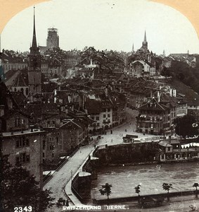 Switzerland Bern Panorama General View Old Stereoview Photo CH Graves 1890