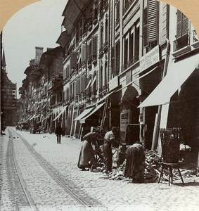 Switzerland Bern Women at Work Occupational Old Stereoview Photo CH Graves 1890