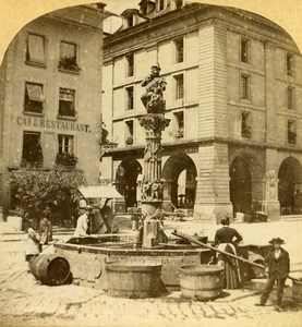 Switzerland Bern Fountain Kindlifresserbrunnen Old Stereoview Photo Does 1890