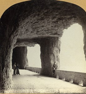 Switzerland Lake Lucerne Axenstrasse Mountain Road Old Stereoview Photo 1890