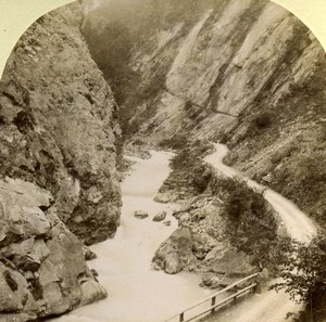 Switzerland ‎St. Gallen Weg nach Bad Pfäfers Gorges Old Stereoview Photo 1880