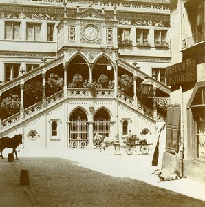 Switzerland Bern City Hall Restaurant Horses Old Stereoview Photo 1880