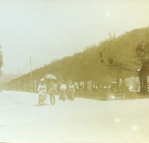 Switzerland Lucerne Quai National Sunday Walk Old Amateur Stereoview 1900