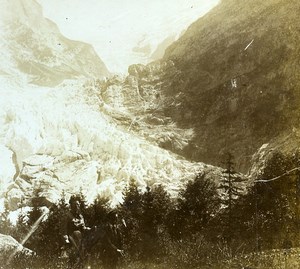 Switzerland Alps Grindelwald Upper Glacier Hikers Old Amateur Stereoview 1900
