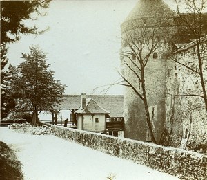 Switzerland Château de Chillon Castle Drawbridge Amateur Stereoview Photo 1900