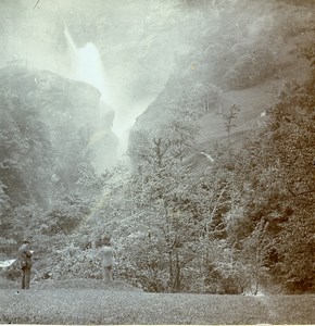 Switzerland Meiringen Waterfall Reichenbach Falls Amateur Stereoview Photo 1900