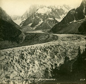 France Alps Mont Blanc Glacier Mer de Glace Montenvers Stereoview SIP Photo 1900