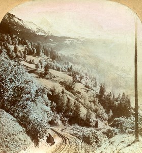 Switzerland Alps Wengen Lauterbrunnen Railway Old Stereoview Keystone Photo 1900