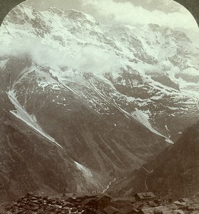 Switzerland Alps Almen Glaciers Panorama Old Rau Stereoview Photo 1900