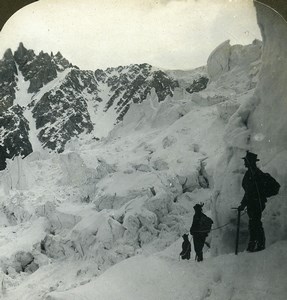 France Alps Glacier of Taconnay & Bossons Old Young Stereoview Photo 1900