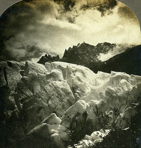 France Alps Bossons Glacier Mountain Old Rau Stereoview Photo 1900