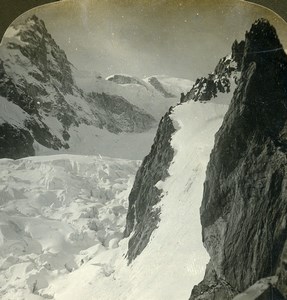 France Alps Grands Mulets Mont Blanc Mountain Old Young Stereoview Photo 1900