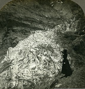 Switzerland Bernese Alps Grindelwald Glacier Old Rau Stereoview Photo 1900