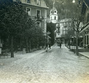 Switzerland Vitznau Hotel Rigibahn Church Old Stereoview Photo 1900